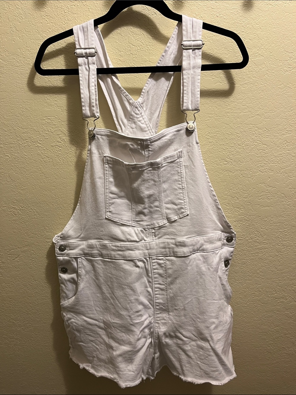 No Boundaries White Denim Short Overalls